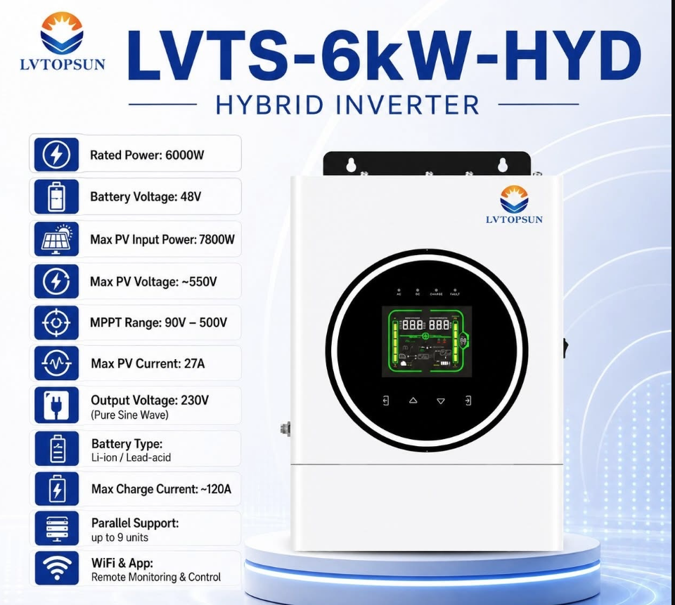 LVTOPSUN 6KW Hybrid Inverter
